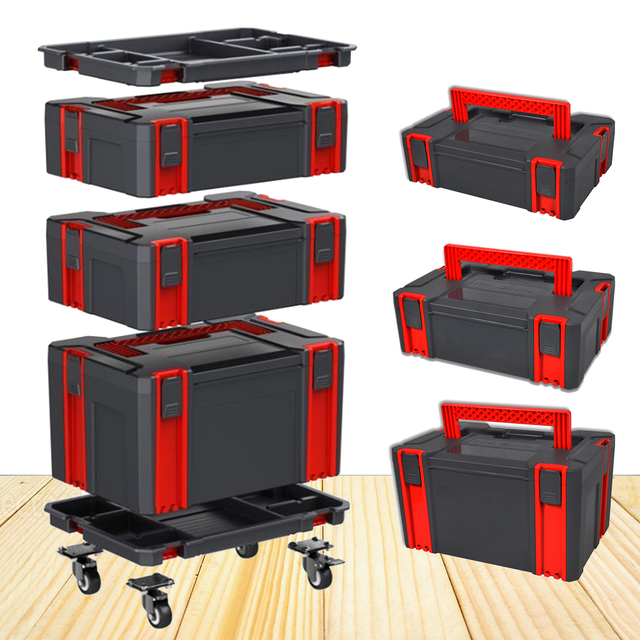 VERTAK Plastic Portable Modular Mobile Tool Storage Box Set