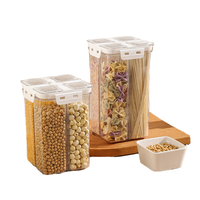 Boîte de rangement de cuisine micro-ondable sans BPA de luxe avec couvercle en plastique scellé Quadrate Grain réservoir de nourriture