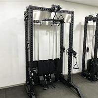 Rack à Squats Multifonctionnel avec Lat Pull Down/Cable Crossover, Pile de Poids 70kg*2, Acier Carbone pour Usage Domestique et Commercial
