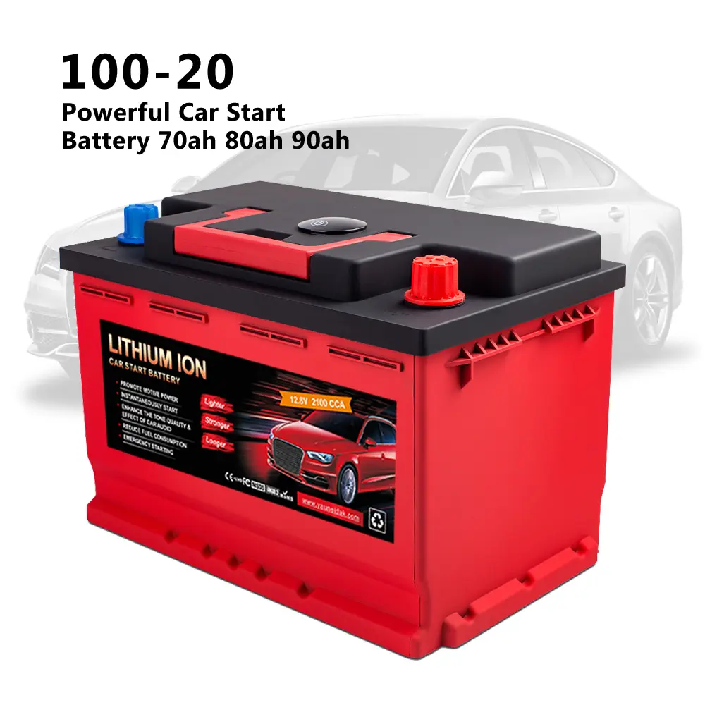 100-20 мощная Автомобильная пусковая батарея 70ah 80ah 90ah литий-железо-фосфатная батарея lifepo4 Автомобильная батарея CCA1600