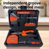 Kit d'outils multi-usages professionnel pour la réparation à domicile, 23 pièces, coffret rigide, outils en acier au carbone forgé, jeu complet de douilles à cliquet, OEM