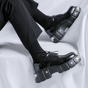 Dernier design, chaussures habillées formelles pour hommes, élégantes, à lacets, avec semelle épaisse et rehaussante, en dentelle, style spécial. - Product Image 1