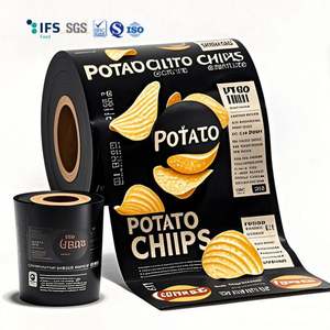 Rouleau de plastique laminé flexible de qualité alimentaire en feuille d'aluminium brillante imprimée sur mesure pour l'emballage de snack - Product Image 1