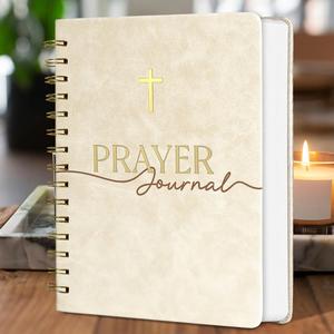 A5 Hardcover Thread <b>Sewing</b> Leather 128 Sheets Customizable Daily Prayer & Gratitude Journaling Notebook Christian Gift - Product Image 1
