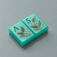 Jeu de Mahjong Américain de Luxe en Résine Vert Émeraude, Tuiles Thème Trèfle Porte-Bonheur, Style Art Déco, avec Chiffres et Éléments du Vent