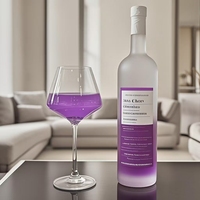 Bouteille de spiritueux vide ronde transparente en verre noir mat personnalisée de 700 ml 750 ml pour liqueur, vin, whisky, vodka, tequila avec bouchon en liège