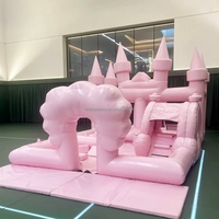 Rosa PVC Aufblasbare Kinder-Spielzone Weißer Spielbereich Outdoor-Spielplatz Karussell Softplay Indoor-Hüpfburg mit Pool