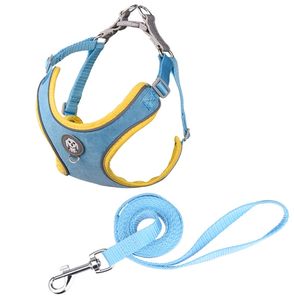 Conjunto de correa de arnés para perro mascota transpirable reflectante ligero hecho de gamuza y tela de malla - Product Image 4