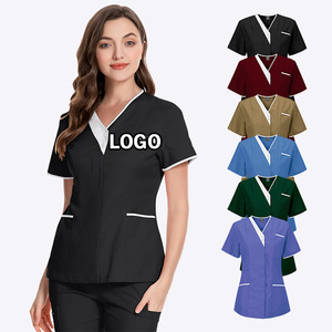 Logo kustom lengan pendek seragam scrub medis Pria Wanita set pakaian perawatan Klinik Gigi rumah sakit bedah dokter - Product Image 1