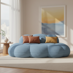 Sofa awan Nordik Modern untuk ruang tamu Sofa lantai terkompresi Sofa bagian bawah domba merah muda nyaman untuk penggunaan apartemen - Product Image 5
