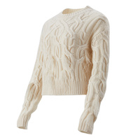 100% Kaschmir Damen Casual Einfarbiger Dicker Zopfmuster Rundhals-Pullover Strickpullover mit Quasten Herbst Winter OEM ODM Großhandel