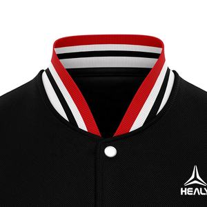 แจ็กเก็ตเบสบอลปักสีขาวและสีดำของผู้ชายว่างเปล่า - Product Image 3