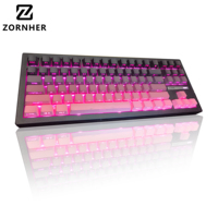 Clavier de jeu mécanique sans fil Zornher ZH870 80% rose et violet, son crémeux personnalisé, touches PBT translucides, échangeables à chaud