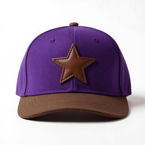 Casquette de baseball en suède à 6 panneaux INJVA, avec patch en cuir, en tissu de coton, design bicolore, logo en patch de cuir avec lettres – Vente en gros - Product Image 3