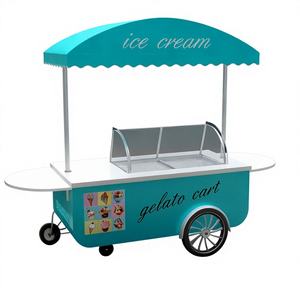 Ice Cream Freezer <b>Cabinet</b> Commercial Towable Fast Food Cart with <b>Wheels</b> Rust Resistant Metal Construction - Product Image 1
