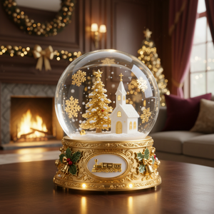 كرة ثلجية مخصصة لعيد الميلاد - زينة فاخرة مصنوعة يدويًا من الراتنج مع صندوق موسيقى مرسوم يدويًا، هدية للعطلات - Product Image 2