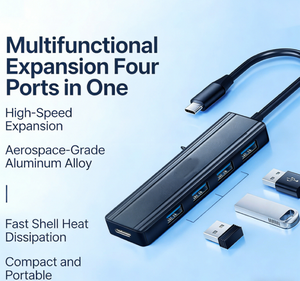 Hub USB 3.0 4 ports en aluminium, femelle-femelle, compatible avec l'électronique grand public et les ordinateurs, utilisation pour mini <span class=keywords><strong>PC</strong></span>, sortie Type C, en stock - Product Image 2