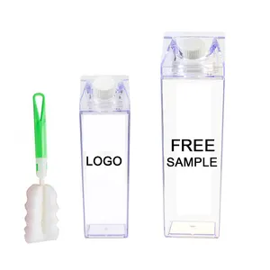 17oz klarer Kunststoff 1L Motivation Bpa Kostenlose Probe 500ml 1000ml transparente Form Acryl wieder verwendbare Milch karton Wasser flasche