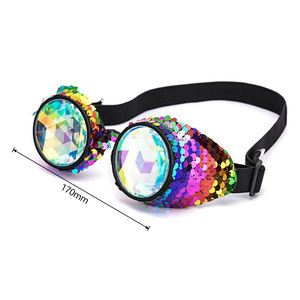 Lunettes de fête steampunk en verre cristal arc-en-ciel pour <span class=keywords><strong>Halloween</strong></span>, lunettes de cosplay avec paillettes punk, kaléidoscope - Product Image 2