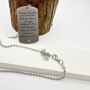 Stainless Steel Military <b>Dog</b> <b>Tag</b> <b>Necklace</b> With Engraved Quote 23.2+5cm Chain For Gift Business Wear - Product Image 3