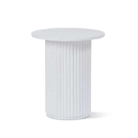 Table d'appoint de canapé en bois à nervures, table basse à nervures, moderne, blanche, ronde, pour salon, chambre à coucher