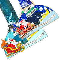 Individuelle Weihnachts-Fun-Run-Medaillen mit 3D-Design aus Zinklegierung und Weichemaille für Saisonale Rennauszeichnungen