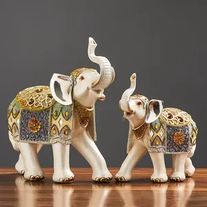 Figurines en résine éléphant chanceux accessoires de bureau décoration de salon