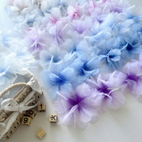 Ruban en tissu brodé en organza dégradé de 14 cm, en forme de cœur, avec fleurs 3D en dentelle, pour accessoires vestimentaires, décoration intérieure et projets DIY