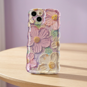 เคสโทรศัพท์กันกระแทก TPU ลายดอกไม้ 3 มิติ แบบนูนเคลือบเงา พร้อมดีไซน์ภาพวาดสีน้ำมันพาสเทล - Product Image 3