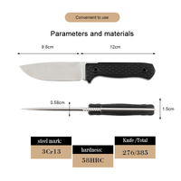 Couteau droit Bochen à manche en plastique, léger, EDC, pour camping, chasse, extérieur, cadeau, couteau à lame fixe avec étui Kydex, vente en gros