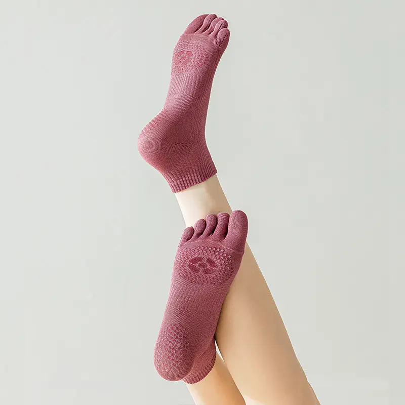 Frauen Low Cut Bunte Pilates Socken Griff 5 Zehen Finger Yoga Socken Rutsch feste Yoga Socken Für Großhandel