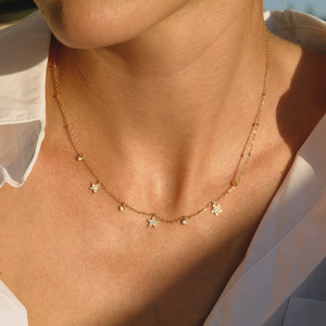 Ensemble de colliers superposés en zircon, pendentif étoile, cœur, croix, chaîne multi-brins, bijoux de mode pour femmes, cadeau - Product Image 3