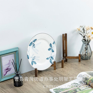 Wooden Display Shelf Round Natural Wood Color Desktop Storage Rack For Photo Frame <b>Record</b> Tray Easel <b>Stand</b> - Product Image 2