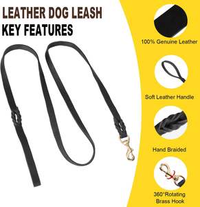 LWBMG 5Ft Leather Set, Heavy Duty <b>Dog</b> With Metal Buckle,Adjustable Leash, <b>Soft</b> Pet Leash And <b>Collar</b> Set For Small Medium <b>Dogs</b> - Product Image 3
