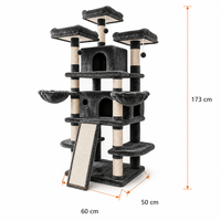 Arbre à chat multi-niveaux de grande taille pour familles multi-chats, tour à chat avec 3 plateformes supérieures, 2 condos, hamacs et poteau à gratter en sisal