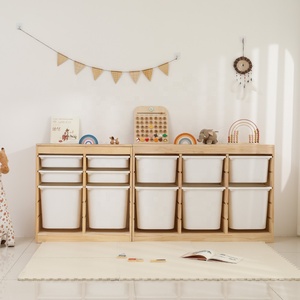 Camera dei bambini mobili in legno libri giocattoli scaffali armadi di stoccaggio con contenitore di plastica per i bambini - Product Image 5