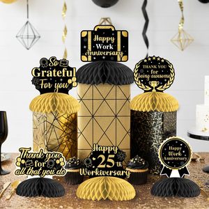 Centros de Mesa con Diseño de Panal de Abeja en Negro y Dorado para el <span class=keywords><strong>25</strong></span>.º <span class=keywords><strong>Aniversario</strong></span> de Trabajo, Decoración Temática para la Celebración del <span class=keywords><strong>25</strong></span>.º <span class=keywords><strong>Aniversario</strong></span> de Trabajo en la Oficina - Product Image 5