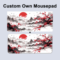 Tapis de bureau japonais Riverside Full Moon Tapis de bureau noir rouge Grand tapis de souris 31.5X15.7 ''Tapis de souris de jeu étendu Xxl Tapis de clavier