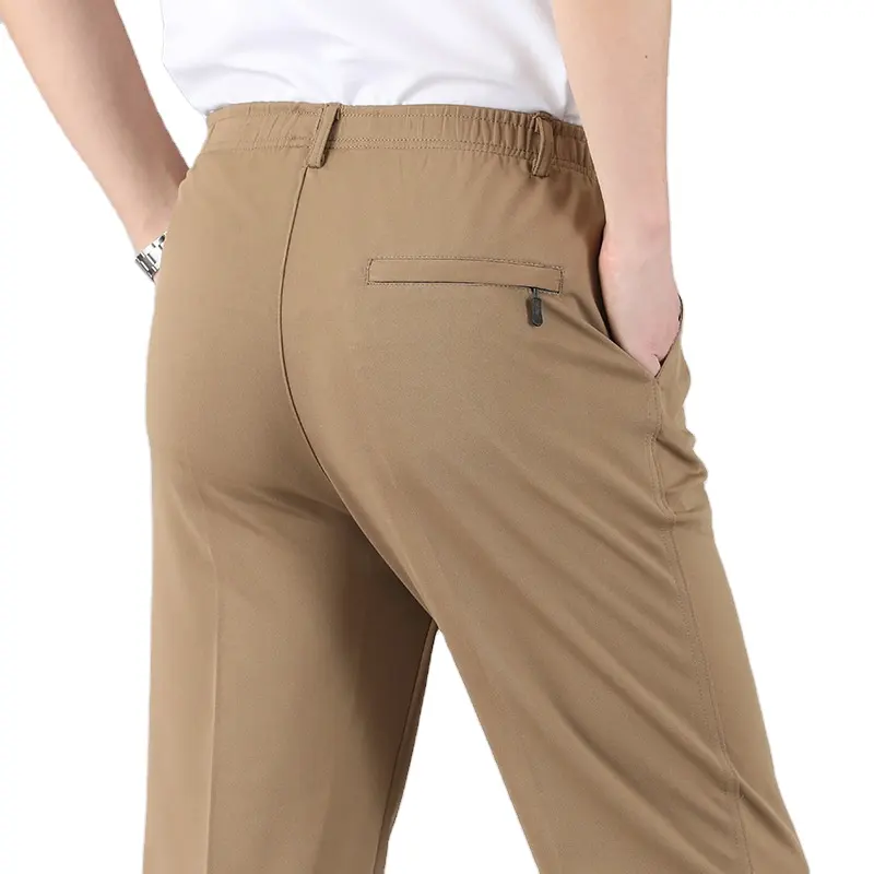 Thin Elastic Waist Trousers Casual Men's plus straight Stretch Pants