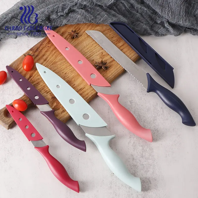 Handmade đa chức năng công cụ nhà bếp thiết lập 5 cái sắc nét đầu bếp dao với PP xử lý Bộ quà tặng với PVC Pallet đóng gói