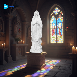 Statue de la Vierge Marie en marbre naturel de taille réelle, personnalisée, pour la décoration extérieure des églises <span class=keywords><strong>catholiques</strong></span> - Product Image 3