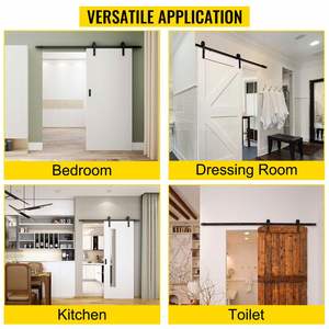 Kit de Herrajes para Puerta Corredera Estilo Industrial Clásico WEKIS, Tornillos de Latón y Acero, Negro Satinado, 5FT-18FT, Simple/Doble, para Baño - Product Image 6