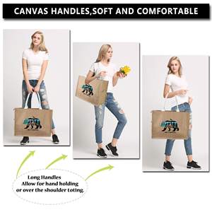 Sac fourre-tout en jute de grande capacité laminé promotionnel écologique recyclable imprimé de logo personnalisé direct de l'usine - Product Image 2