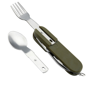 <span class=keywords><strong>Set</strong></span> di posate pieghevoli portatili a tre pezzi (coltello, forchetta, cucchiaio) multifunzionale per esterni e campeggio - Product Image 3