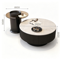 Ensemble de tables basses modernes avec tiroir de rangement, plateau en dalle de roche, table d'appoint en verre, mobilier de salon multifonctionnel et écologique