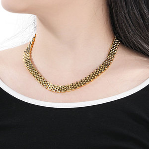 Collar de Acero Inoxidable Dorado Impermeable para Mujer, Joyería 2026, Collar con <span class=keywords><strong>Cadena</strong></span> Cubana Chapada en Oro de 18k para Mujer - Product Image 1
