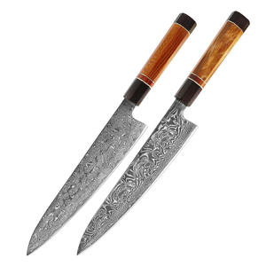 Couteau de chef professionnel de haute qualité en acier Damas vintage, durable, Santoku, hachoir à viande, boucher, ambidextre, bois - Product Image 5