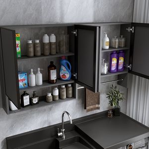 Étagère murale rectangulaire Wan Yusen pour balcon, gain de place, en alliage d'aluminium alvéolé - Product Image 3