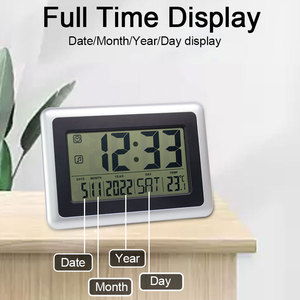 EMAF大型ディスプレイ日時月年日目覚まし時計室内温度ウォールテーブル電池式12/24Hデジタル時計 - Product Image 2