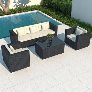 Ensemble de canapés de jardin en rotin imperméable 4 pièces, salon tout temps, aluminium, rotin PE, mobilier <span class=keywords><strong>d</strong></span>'extérieur - Product Image 1